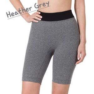 ❗️Today's DEAL Ribbed Heather Grey Seamless Long Biker Shorts Size S
